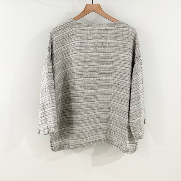 J. Jill Lagenlook Dolman Sleeve Linen Blouse Gray Size Medium - Picture 6 of 6